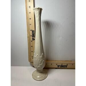 Lenox Ivory Porcelain Bud Vase 9” Vintage Embossed Floral Collectible Decor